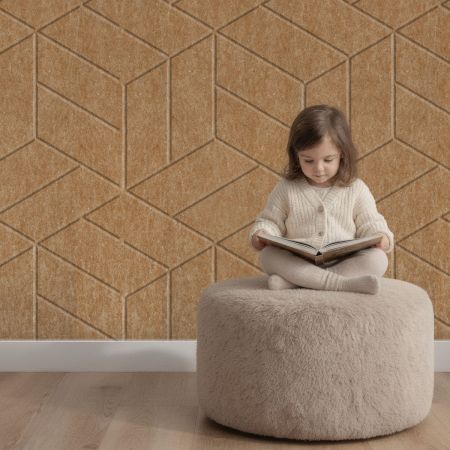 Wandpaneel Filz,  Kubus, braun beige – 2950 x 1200 mm