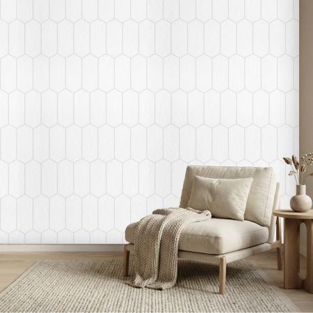 Wandpaneel Filz, Hexagon, weiß – 2950 x 1200 mm