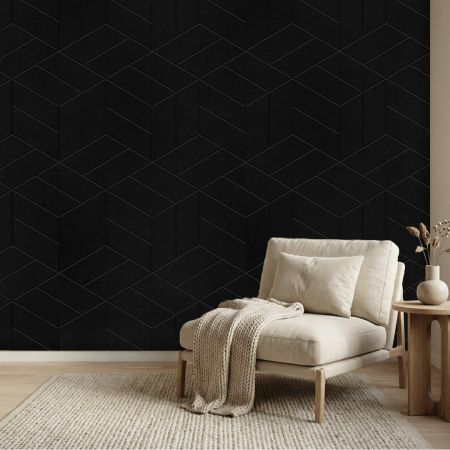 Wandpaneel Filz, Kubus, schwarz – 2950 x 1200 mm