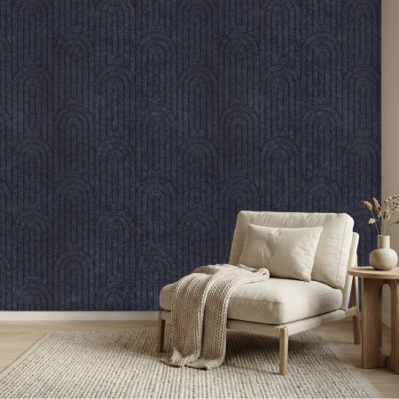 Wandpaneel Filz, Torbogen, dunkelblau – 2950 x 1200 mm
