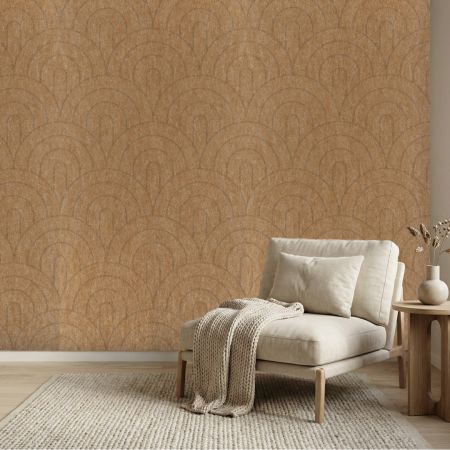 Wandpaneel Filz,  Fächer, braun beige – 2950 x 1200 mm