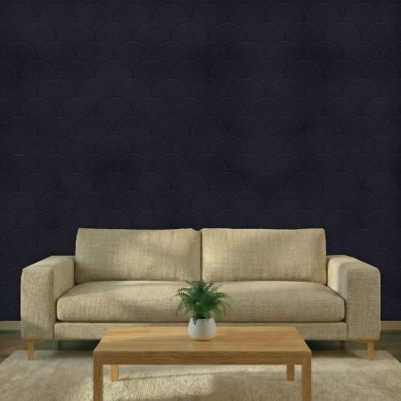 Wandpaneel Filz, Schuppen, dunkelblau – 2950 x 1200 mm