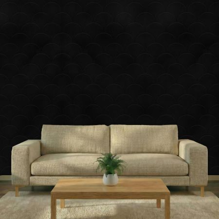 Wandpaneel Filz, Schuppen, schwarz – 2950 x 1200 mm